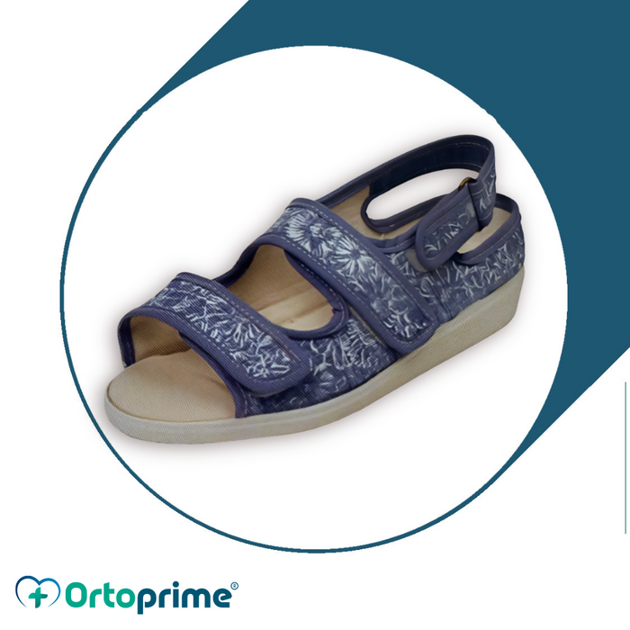 Sandálias de Verão Femininas | Estampa de Flores e Fecho de Velcro