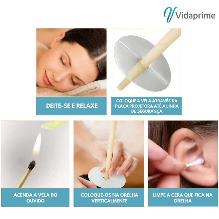 Velas para Limpeza de Ouvidos Segura e Eficaz - Pack de 12 Cones