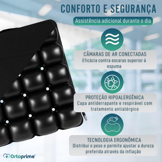 Almofada Antiescaras de Ar para Cadeira de Rodas com Bomba