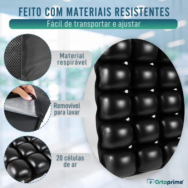 Almofada Antiescaras de Ar para Cadeira de Rodas com Bomba