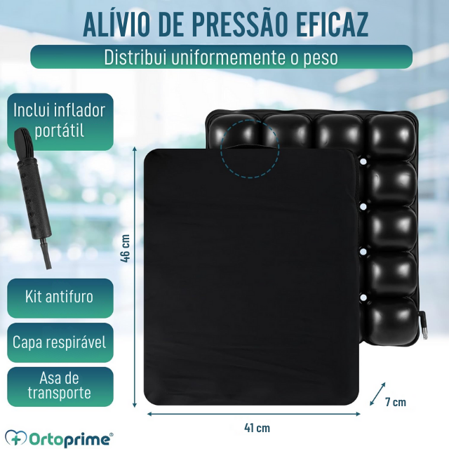 Almofada Antiescaras de Ar para Cadeira de Rodas com Bomba