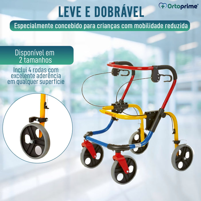 Andarilho Infantil Quatro Rodas Leve Adaptável a Dois Tamanhos
