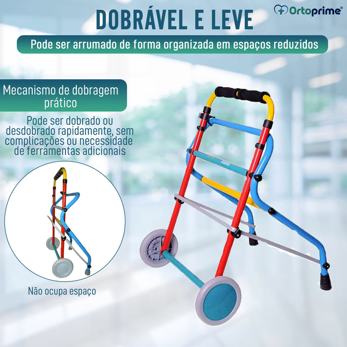 Andarilho Infantil Ultra Leve com Duas Rodas Altura Regulável