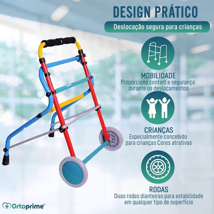 Andarilho Infantil Ultra Leve com Duas Rodas Altura Regulável
