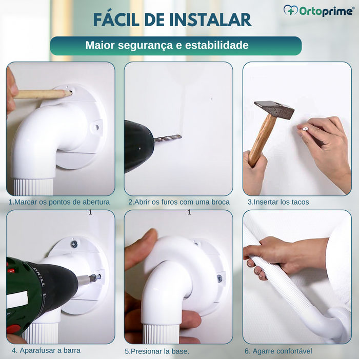 Pega de Duche Multifuncional Com Nervuras para Casa de Banho - 30 cm