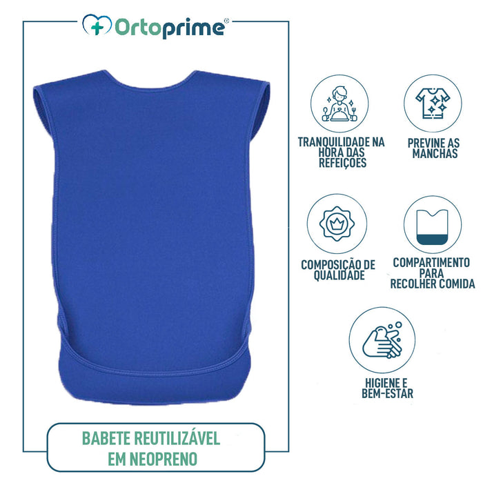 Babete para Adultos Reutilizável em Neoprene com Aba - Dois Tamanhos