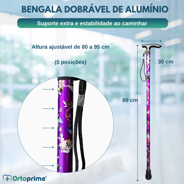 Bengala Extensível 5 Posições - Estampado Floral