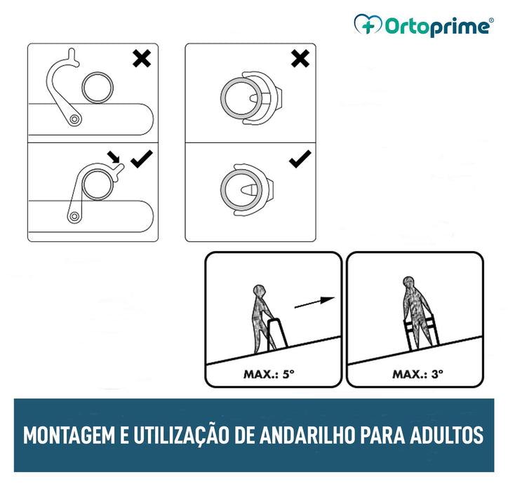 Andarilho para Adultos Dobrável e Ajustável em Altura | 5 Cores