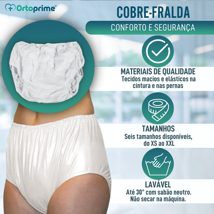 Cobre-fralda Incontinência Adulto | Calção Protetor Seis Tamanhos