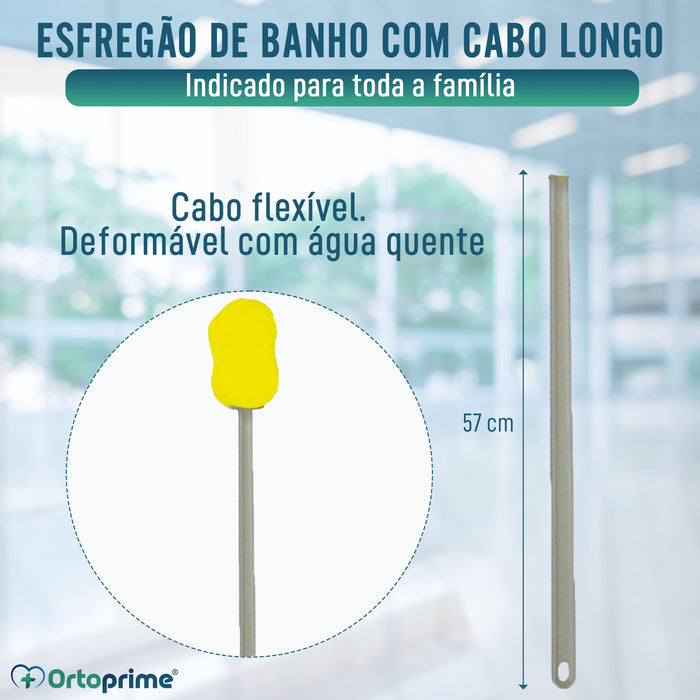 Esponja de Banho com Cabo Longo e Flexível - Facilita a Higiene