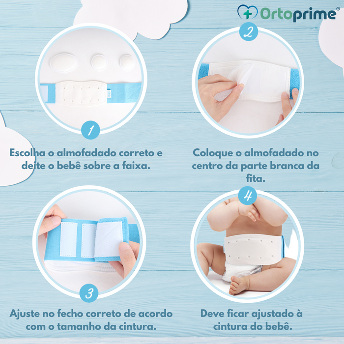 Cinta de Hérnia Umbilical para Bebés com 3 Almofadas