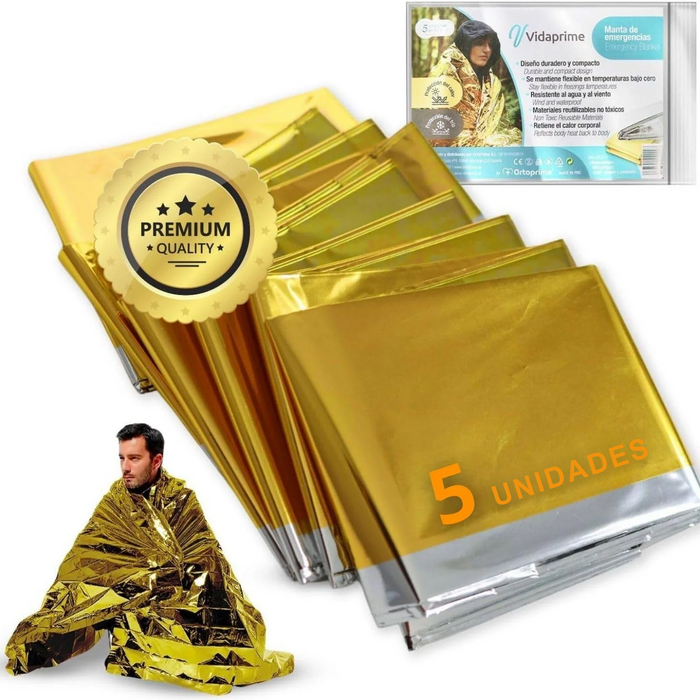 Manta Térmica de Emergência e Sobrevivência | Pack x5 Uds