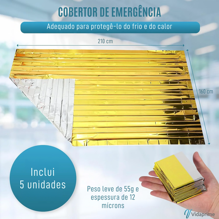 Manta Térmica de Emergência e Sobrevivência | Pack x5 Uds