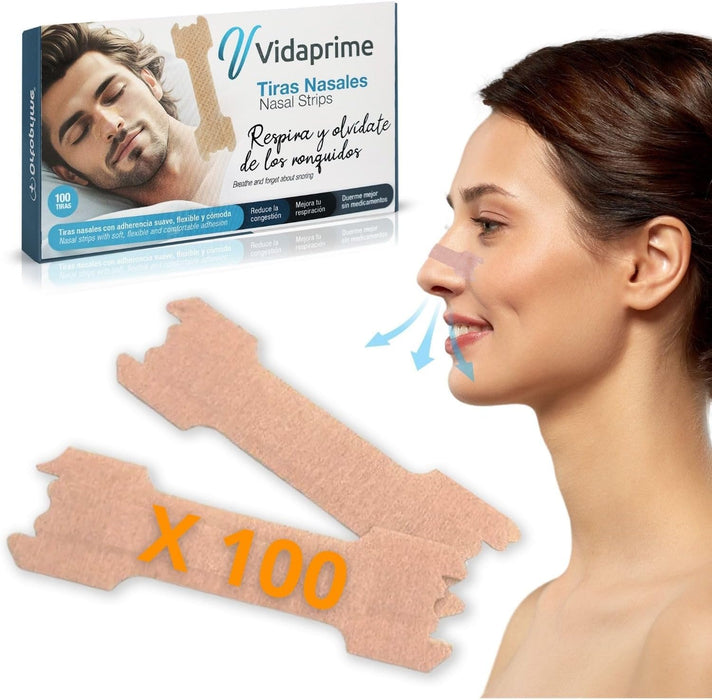 Tiras Nasais Anti-Ronco para Dormir | Nasal Strips 100 Uds