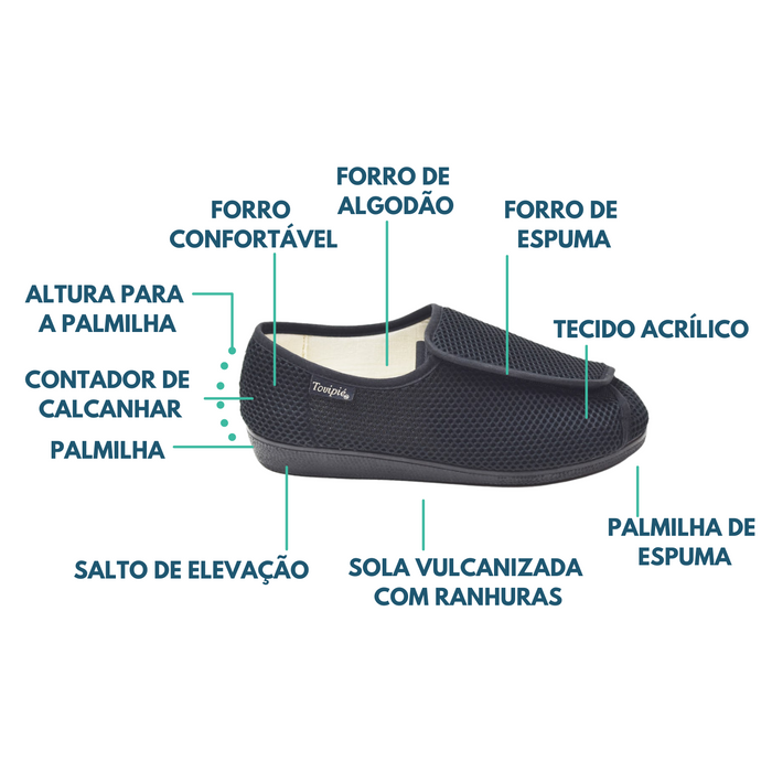 Sapato Exclusivo Para Pés Largos - Com Velcro