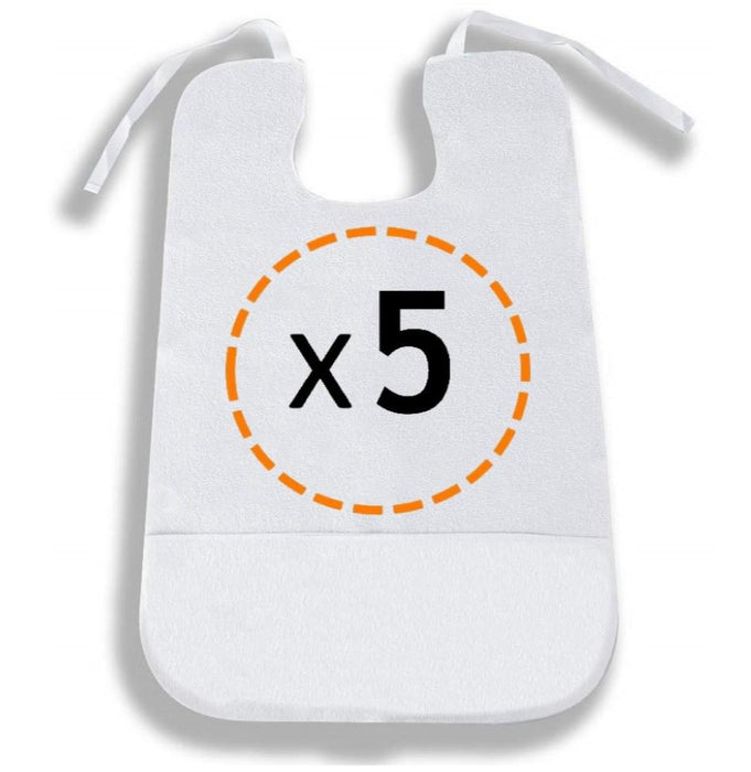 Babete Reutilizável Impermeável para Adulto - Pacote de 5 Unidades