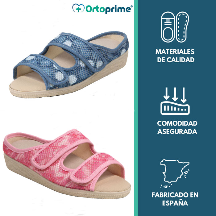 Sandália de Verão Feminina: Cunha e Fecho de Velcro Duplo 2 Cores