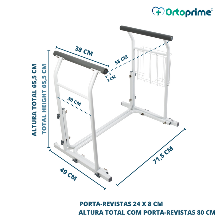 Apoio de Braços Sanitário Portátil com Porta-Revistas
