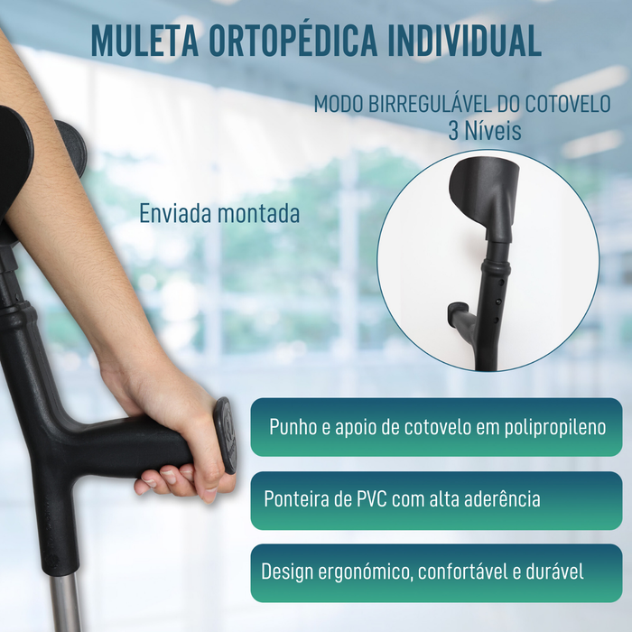 Muleta Ortopédica Ajustável em Altura - Ergonómica