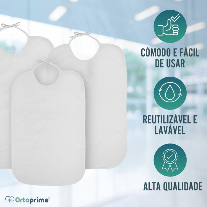 Kit de 3 Babetes à Prova de Água - Reutilizável Para Adultos