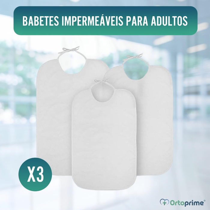 Kit de 3 Babetes à Prova de Água - Reutilizável Para Adultos