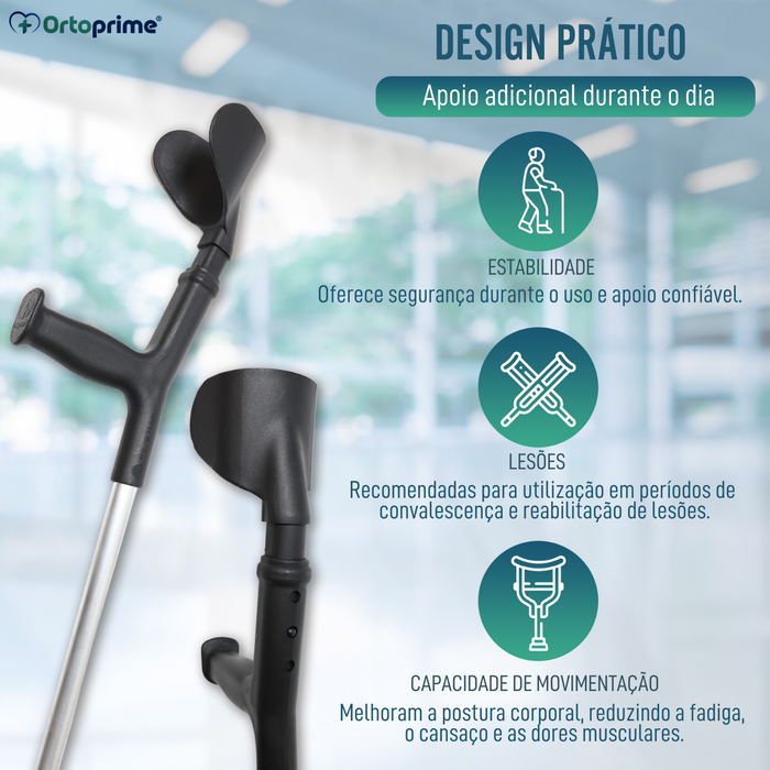 Muletas Ajustáveis para Adultos - Pacote de 2 Unidades com Capas de Gesso