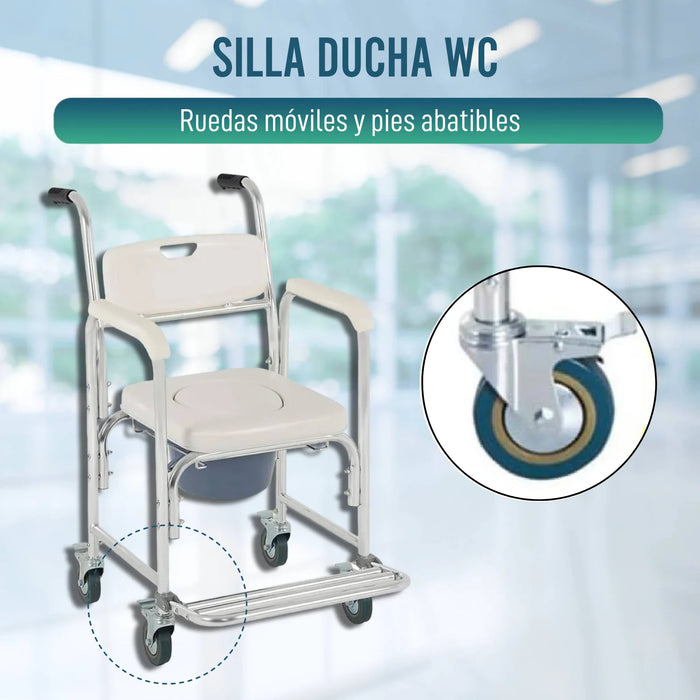 Roda de substituição para cadeira sanitária com pés dobráveis- Ortoprime