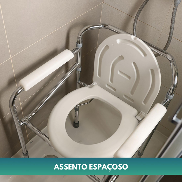 Cadeira de WC Portátil com Urinol Incorporado e Regulável em Altura