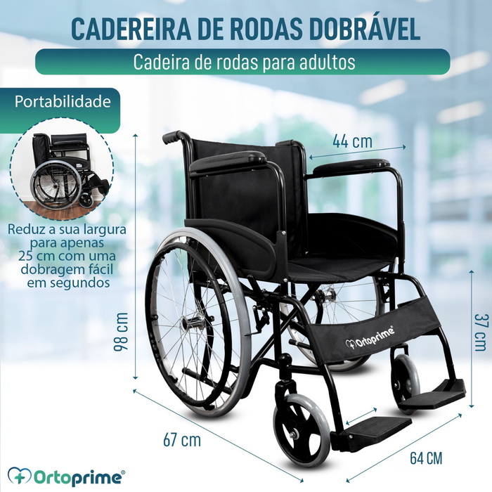 Cadeira de Rodas Dobrável Autopropelida com Cinto de Segurança