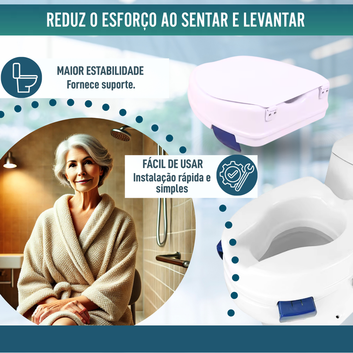 Elevador WC Adulto 11 cm | Alçador WC Ortopédico 4 Clips