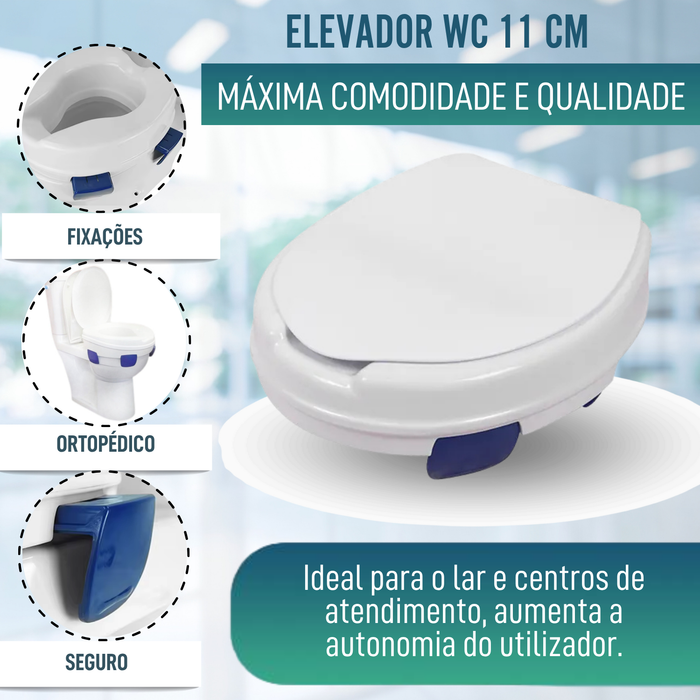 Elevador WC Adulto 11 cm | Alçador WC Ortopédico 4 Clips
