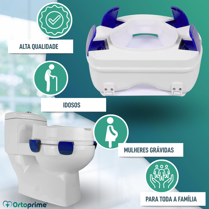 Elevador WC Adulto 11 cm | Alçador WC Ortopédico 4 Clips