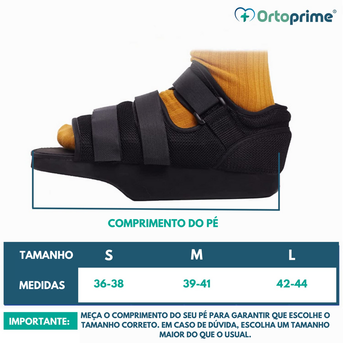 Sapato Pós-Cirúrgico Bilateral Ajustável com Velcro - 3 Tamanhos