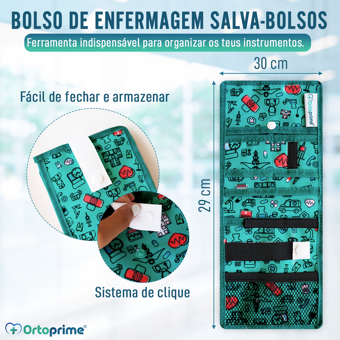 Salva-Bolsos Enfermeira com Múltiplos Compartimentos e Botão