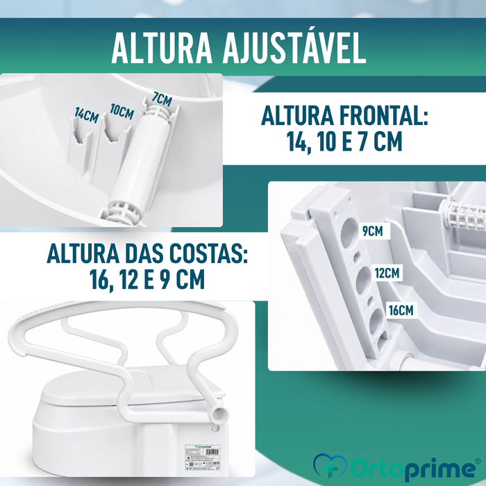 Elevador WC 3 Alturas Reguláveis | Assento com Tampa
