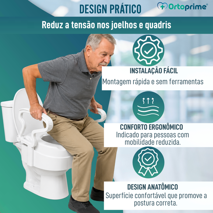 Elevador WC 3 Alturas Reguláveis | Assento com Tampa