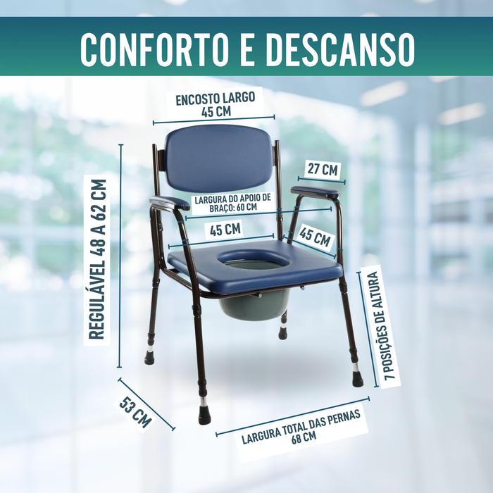 Cadeira de Banho Acolchoada com Sanita Portátil