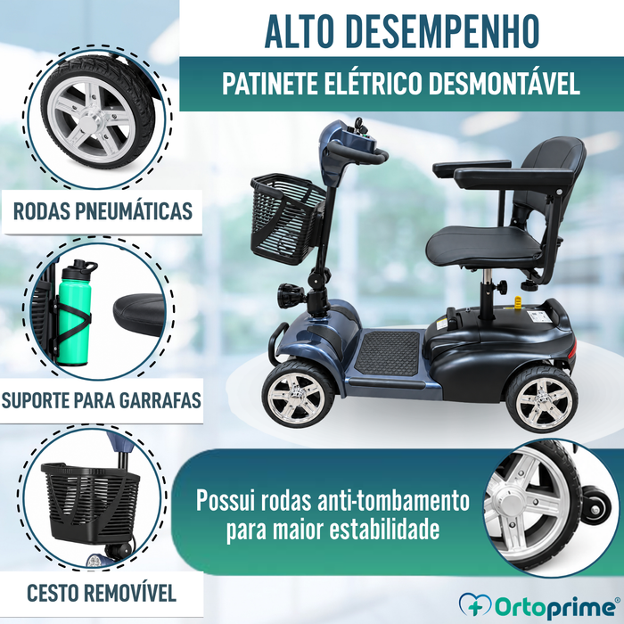 Scooter Elétrico Desmontável 4 Rodas com Bateria Amovível