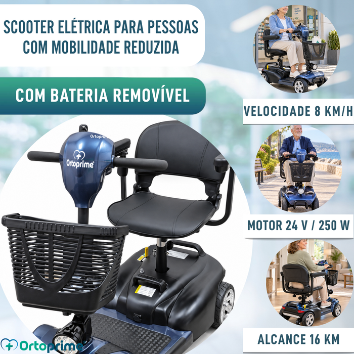 Scooter Elétrico Desmontável 4 Rodas com Bateria Amovível