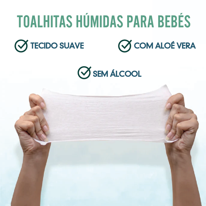 Toalhitas Hidratantes para Bebé com Aloe Vera sem Álcool