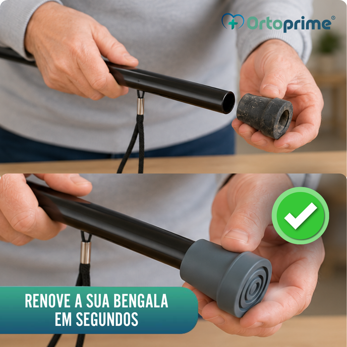 Ponteira Antiderrapante para Bengala e Muleta | 2 Unid
