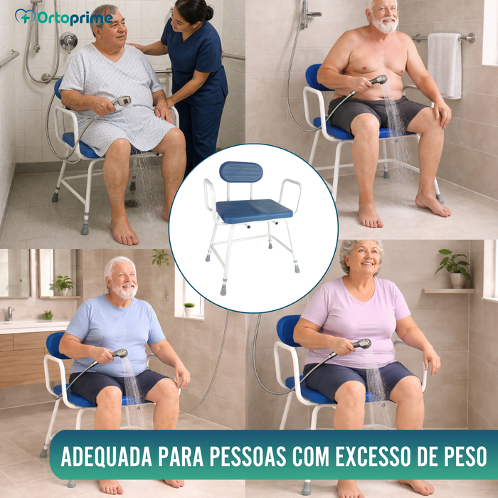 Cadeira de Duche Bariátrica XXL com Encosto e Braços