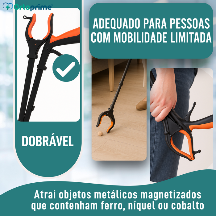 Pinça Recolhe Objetos com Imã e LED | Alcançador Dobrável