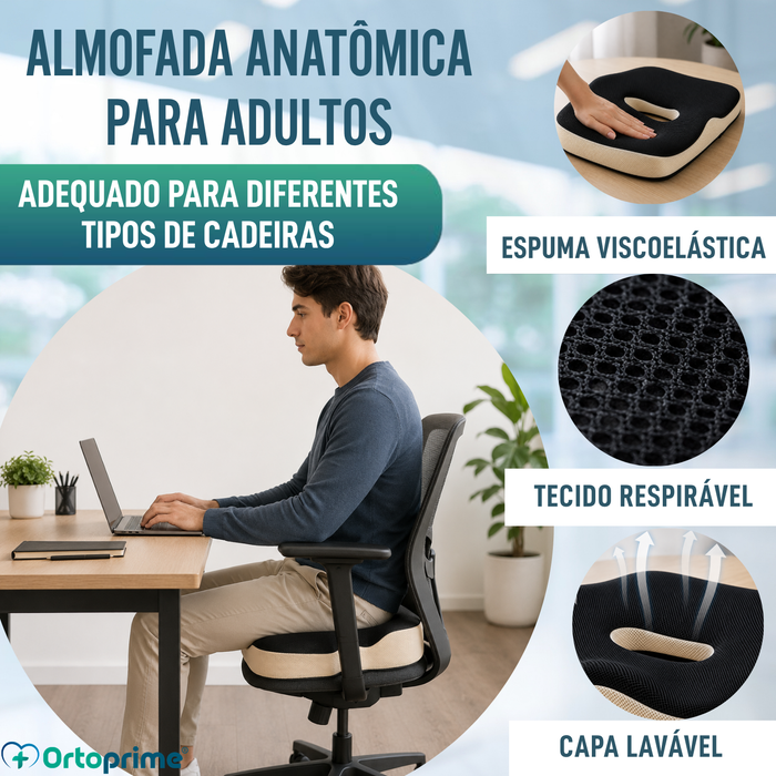 Almofada Viscoelástica Ergonómica com Orifício para o Cóccix - Confortável