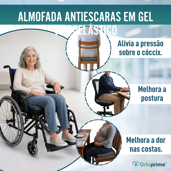 Almofada Antiescaras Visco Gel para Cadeira de Rodas 85 kg/m3
