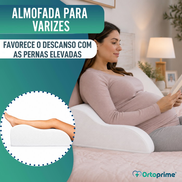 Almofada Repousa-Pernas Viscoelástica - Cunha Vascular Efeito Memória