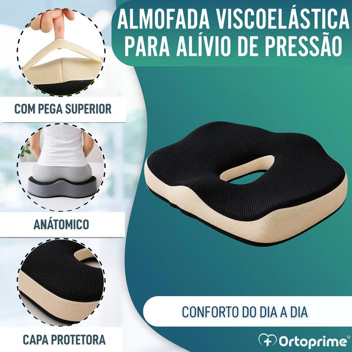 Almofada Viscoelástica Ergonómica com Orifício para o Cóccix - Confortável