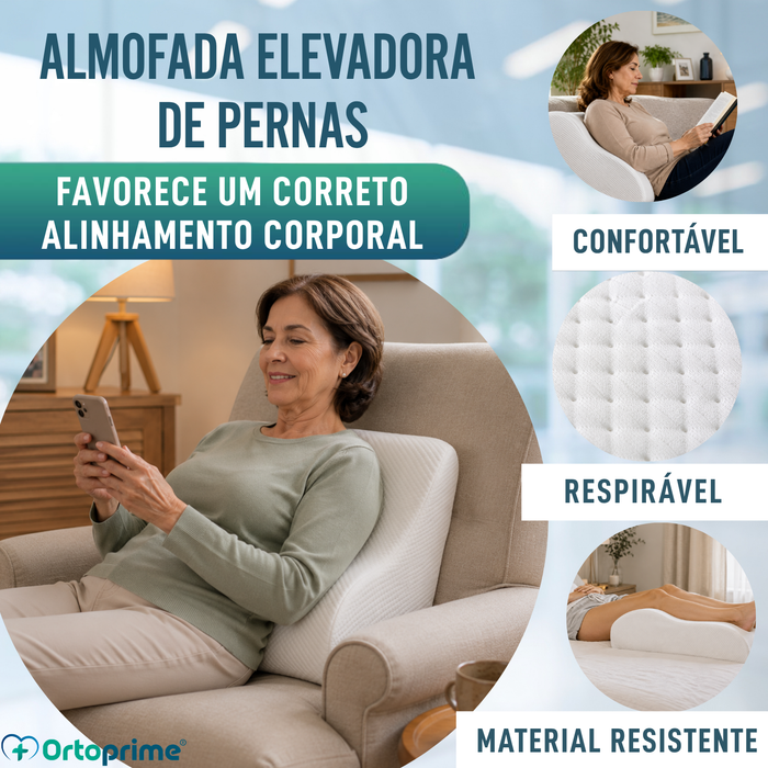 Almofada Repousa-Pernas Viscoelástica - Cunha Vascular Efeito Memória