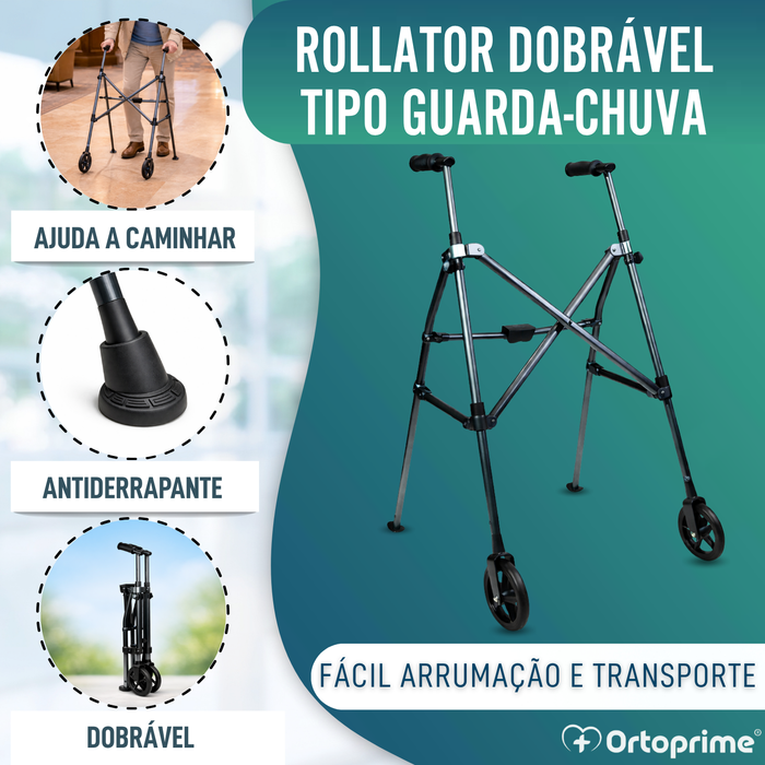 Andarilho Alumínio Dobrável Tipo Guarda-Chuva | Regulável