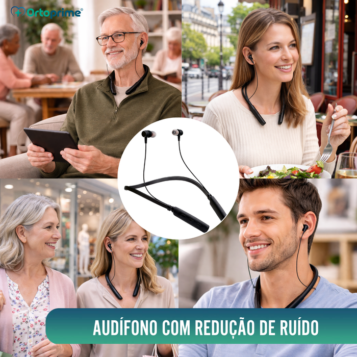 Amplificador Auditivo Recarregável com Redução de Ruído